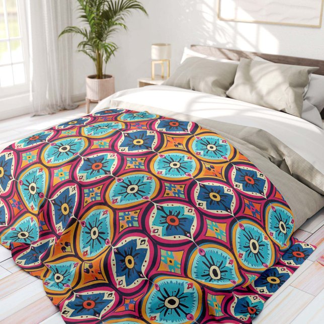 Cobertor De Velo Colorful Flower Circles Bohemian (Criador carregado)