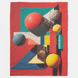 Cobertor De Velo Colorful Geometric Shapes on Red Background