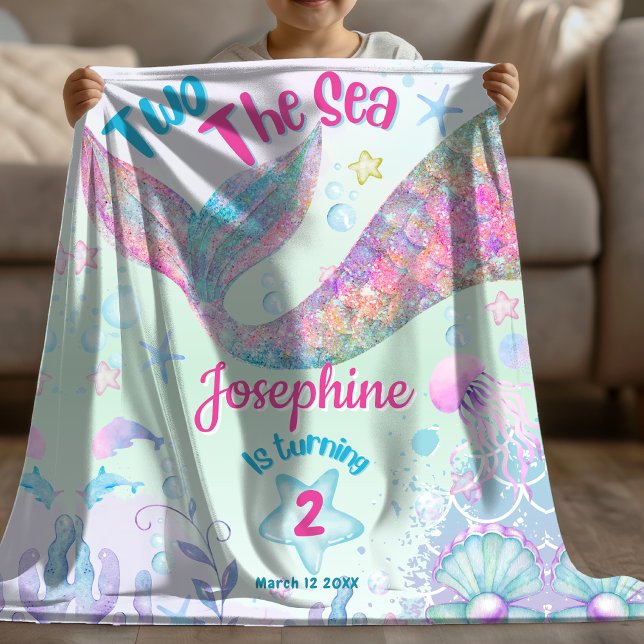 Cobertor De Velo Colorful Mermaid second birthday (Criador carregado)