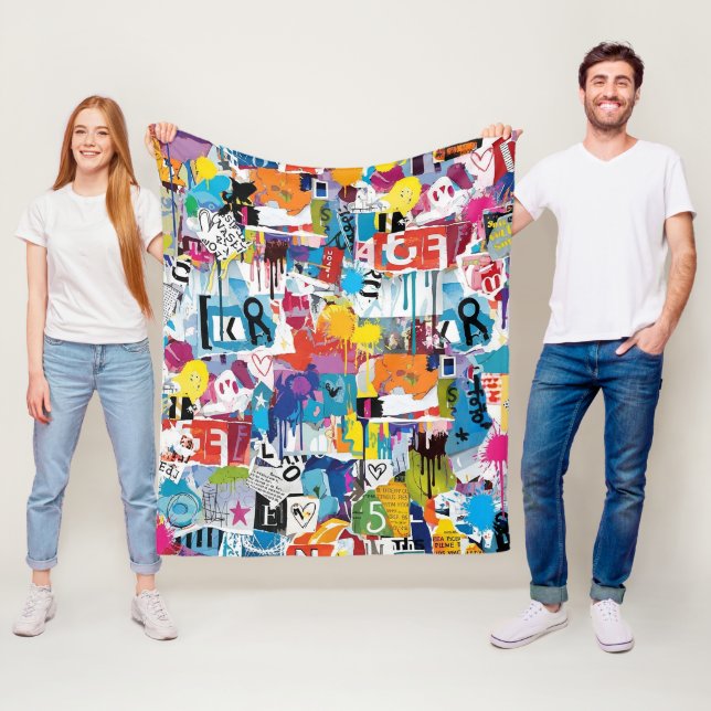 Cobertor De Velo Colorful Urban Graffiti Pattern (8) (In Situ)