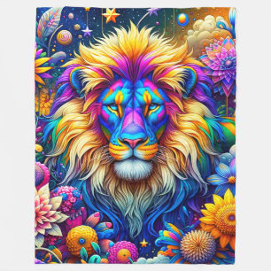 Cobertor De Velo Colorida Artsy Lion