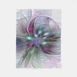 Cobertor De Velo Colorida Fantasy Abstrato Moderna Flor Fractal