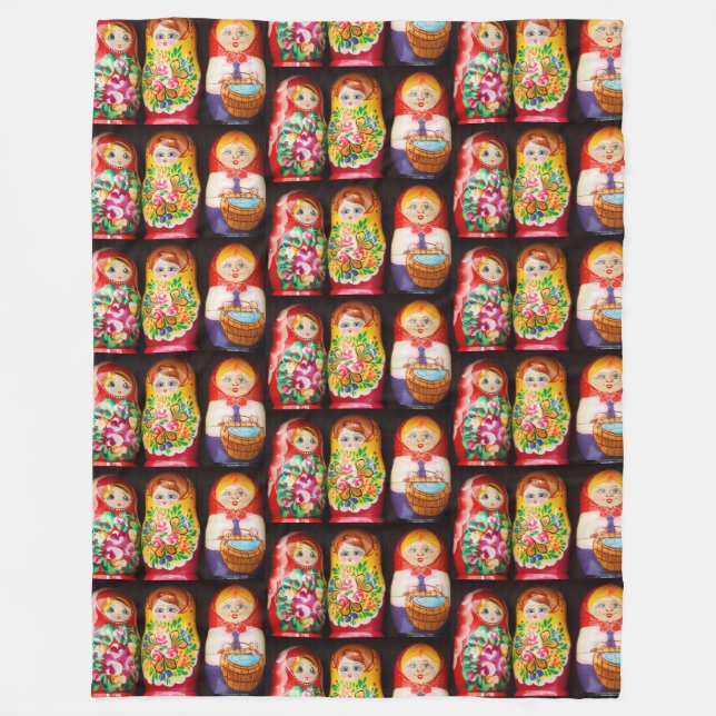 Cobertor De Velo Colorida Matryoshka Dolls Fleece Blanket (Frente)