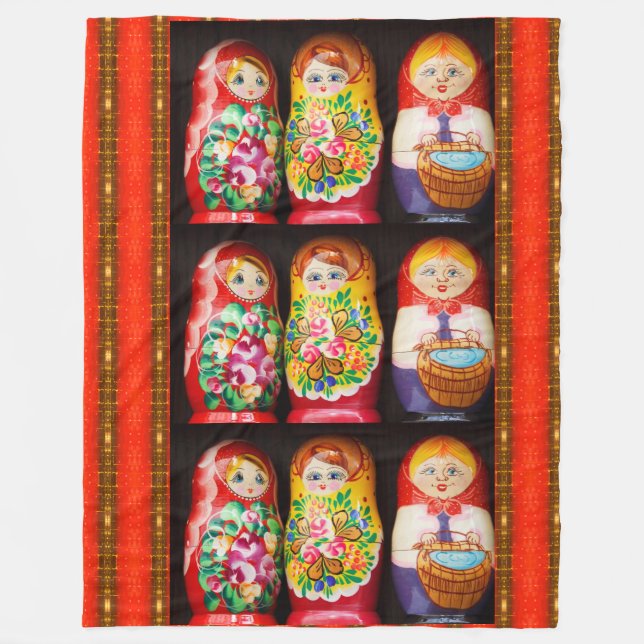 Cobertor De Velo Colorida Matryoshka Dolls Fleece Blanket (Frente)