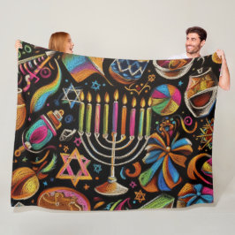 Cobertor De Velo Colorida Motifs Hanukkah Menorah