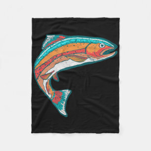Cobertor De Velo Colorido Peixe Truta Vintage Gráfico de Peixe Retr