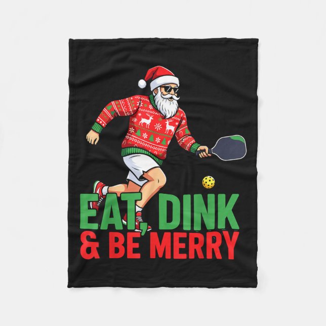 Cobertor De Velo Coma dink e seja alegre jogador de pickleball papa (Frente)