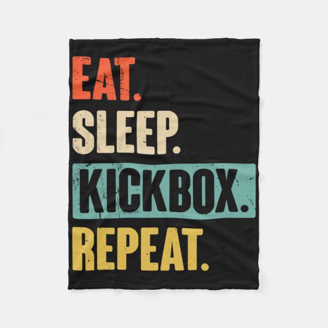 Cobertor De Velo Coma Dormir Kickbox Repetir Kickboxing Retro Boxe  (Frente)
