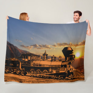 Cobertor De Velo Comboio Vintage a vapor na Locomotiva Sunset CPRR