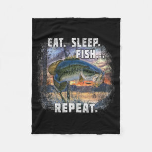 Cobertor De Velo Comer Dormir Peixe Repetir Camiseta Pesca Pescador