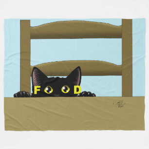 Cobertor De Velo Comida de Gato Preto Kitty Engraçado Humor Faminto