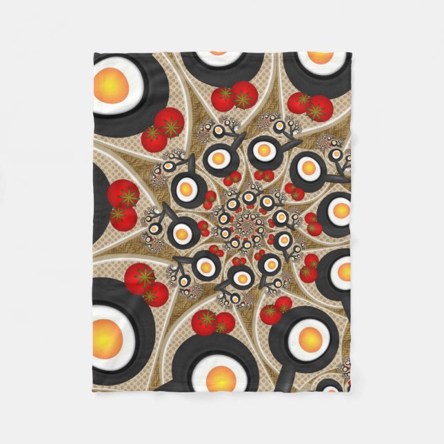 Cobertor De Velo Comida Engraçada De Arte Fractal, Tomates, Ovos (Frente)