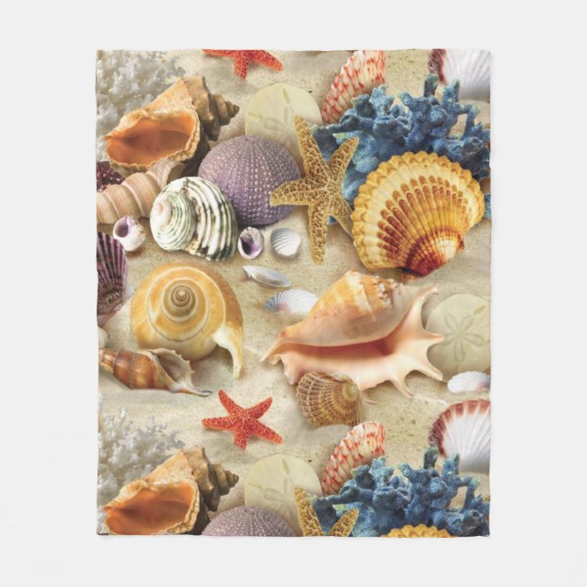 Cobertor De Velo Conchas marítimas na praia (Frente)