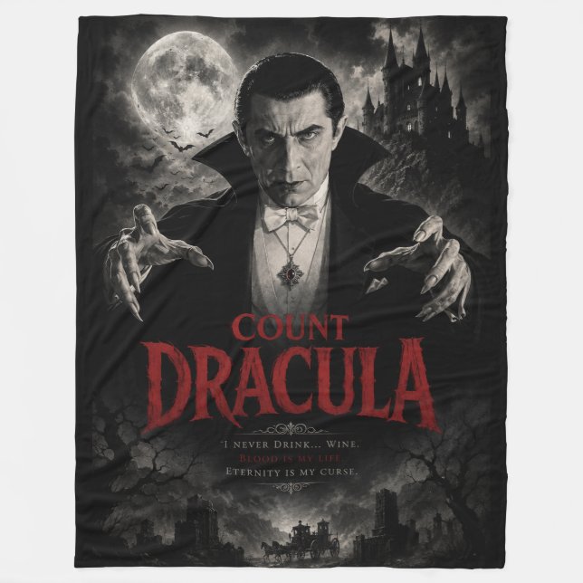 Cobertor De Velo Conde Drácula Clássico Vampiro Terror Gótico (Frente)