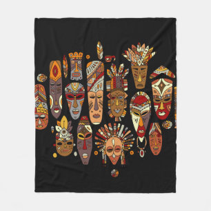 Cobertor De Velo Conjunto étnico de máscara tribal, esboço