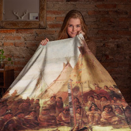 Cobertor De Velo Conselho de Guerra Sioux George Catlin Circa 1850