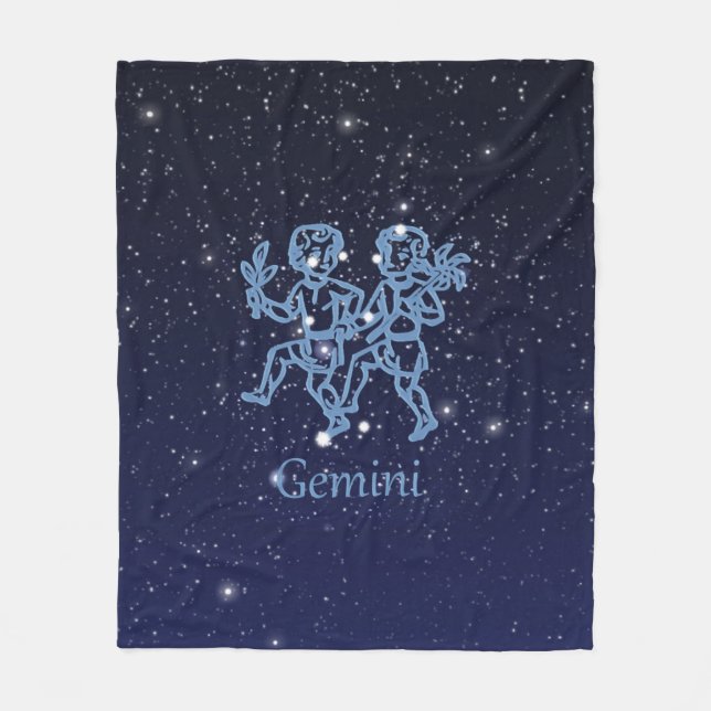 Cobertor De Velo Constelação de Gêmeos e Signo do Zodíaco com Estre (Frente)