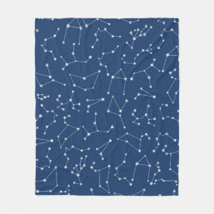 Cobertor De Velo Constelações Brancas Seamless em Azul Naval