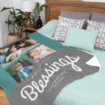 Cobertor De Velo Contando com nossas bençãos | Colagem de Fotos da<br><div class="desc">Um cobertor elegante de velo com uma bela tipografia contra uma terra e cinzas. Personalize-o com as suas fotografias favoritas. Este cobertor é totalmente personalizável. Todos os textos são editáveis e a cor de fundo pode ser facilmente alterada para quais melhores ajustados você pode fazer.</div>