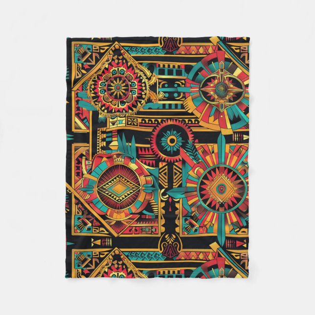 Cobertor De Velo Conteúdo "Aztec Dream" Azul Cozy Fleece Blanket (Frente)