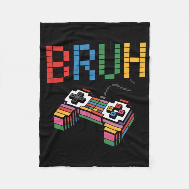 Cobertor De Velo Controlador de Jogo Pixel Block Bruh Divertido Est (Frente)