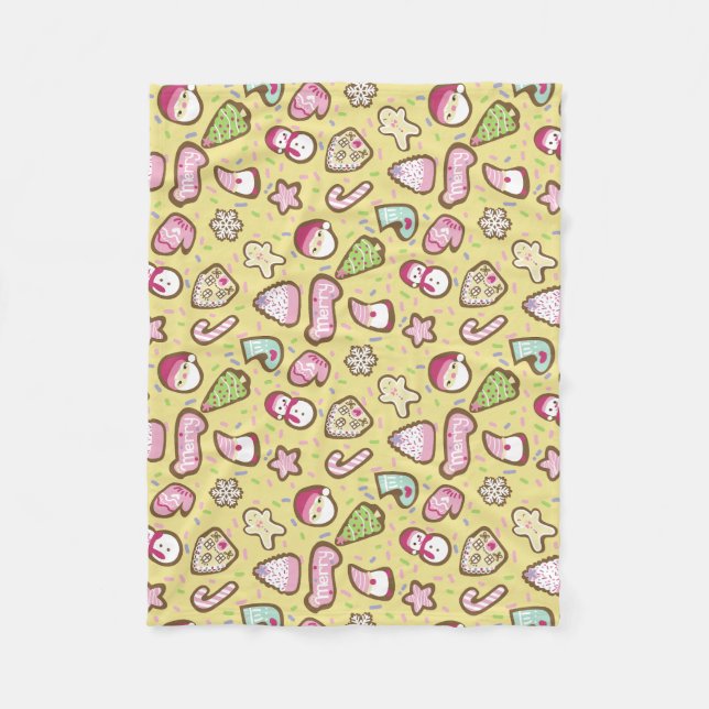 Cobertor De Velo Cookies Amarelo de Natal (Frente)