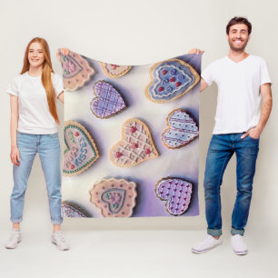 Cobertor De Velo Cookies brancos, bonitos e coloridos corações aqua