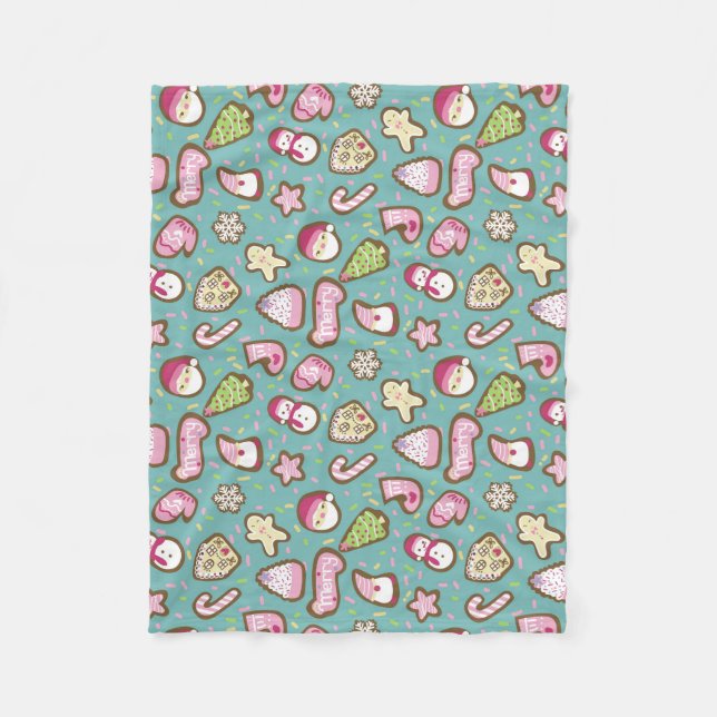 Cobertor De Velo Cookies Turquoise de Natal (Frente)