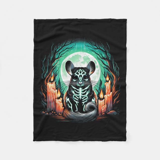 Cobertor De Velo Cool Chinchilla Skeleton Halloween Christmas Birth (Frente)