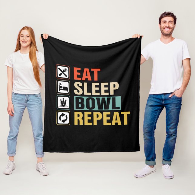 Cobertor De Velo Cool eat sleep bowl repeat word art  (In Situ)