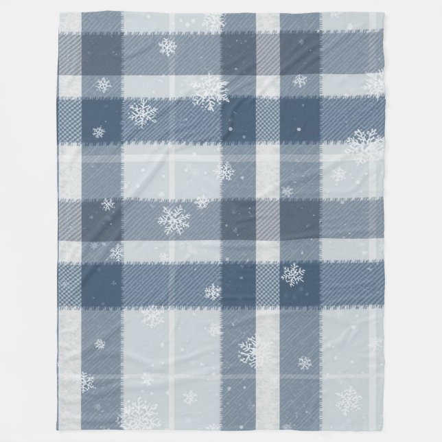Cobertor De Velo Cool Gray Minimalist Plaid Fleece Blanket (Frente)