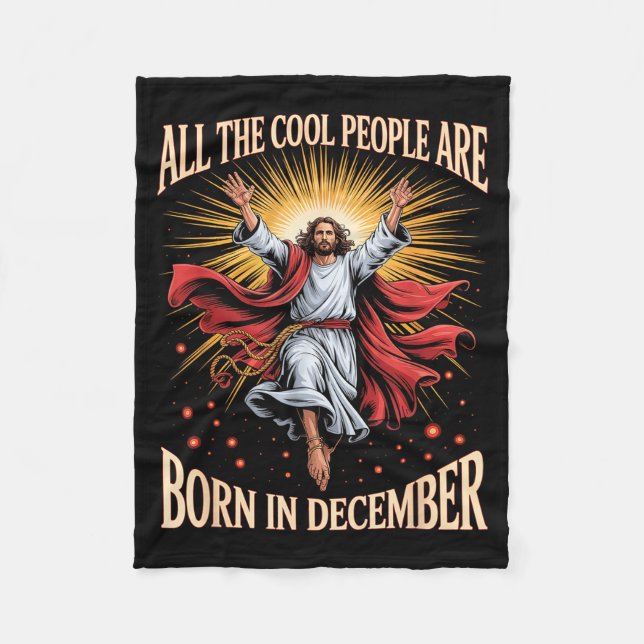 Cobertor De Velo Cool People Are Born In December Christian Christm (Frente)