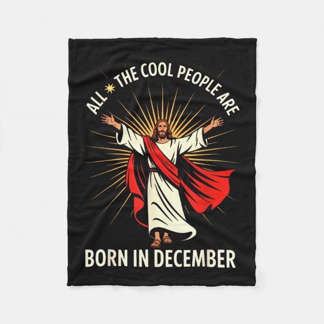 Cobertor De Velo Cool People Are Born In December Christian Christm (Frente)