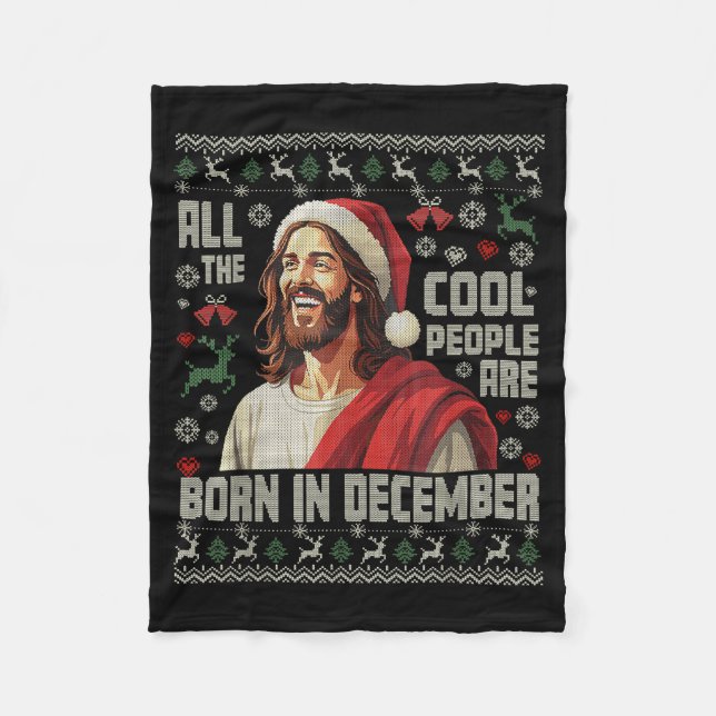 Cobertor De Velo Cool People Are Born In December Christian Christm (Frente)
