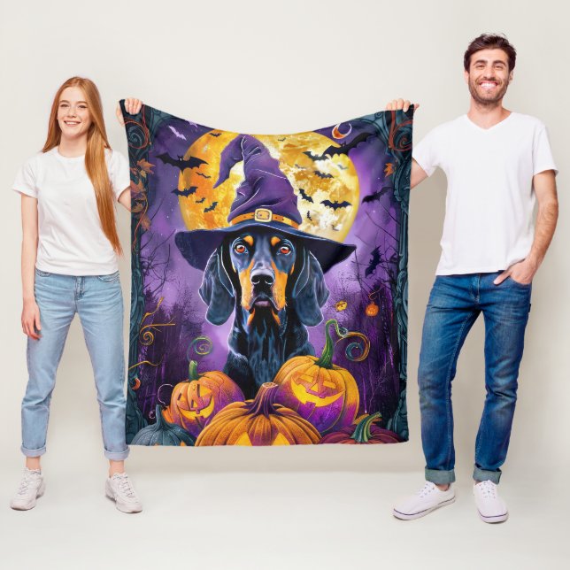 Cobertor De Velo Coonhound Bluetick Assustador Abóbora de Halloween (In Situ)