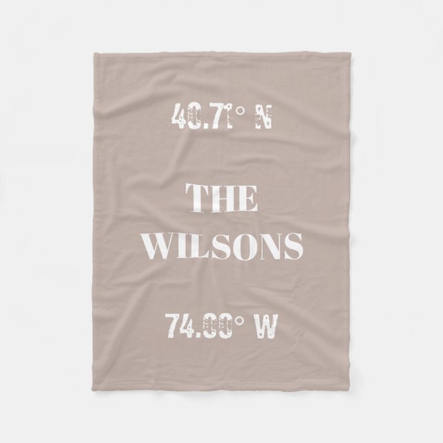 Cobertor De Velo Coordenadas personalizadas de nomes de família (Frente)