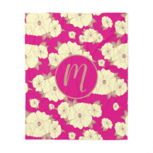 Copper Pastel Yellow Floral sobre fundo Fuchsia
