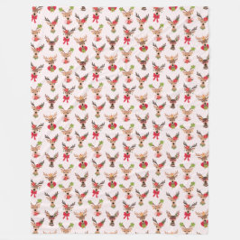 Cobertor De Velo Coquette Christmas Preppy Reindeer