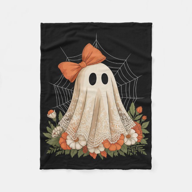 Cobertor De Velo Coquette Ghost Halloween Flower Ghost Spooky Lace (Frente)