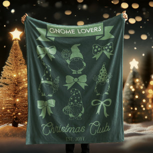 Cobertor De Velo Coquette Gnome Lovers Christmas Club -Sage   Branc