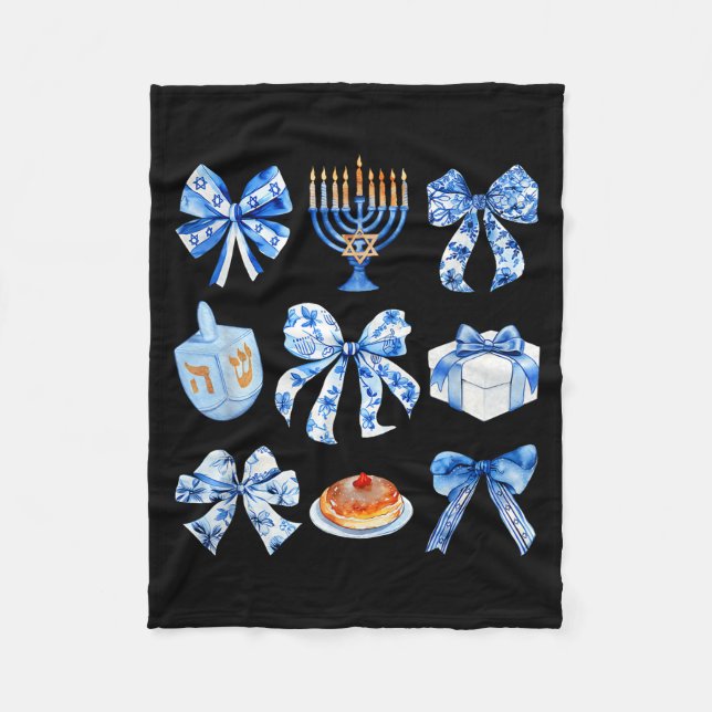 Cobertor De Velo Coquette Hanukkah Bow Jewish Bow Menorah Bow Women (Frente)