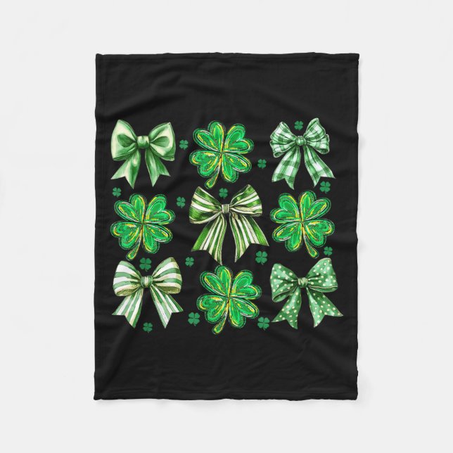 Cobertor De Velo Coquette Patrick's Day Bow,shamrock Lucky Bow Funn (Frente)