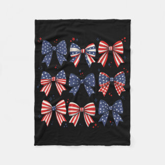 Cobertor De Velo Coquette Vermelho Branco E Azul Laços Patrióticos