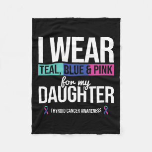 Cobertor De Velo Cor Azul Teal Rosa Para Cancer Filha Da Tiroide Aw