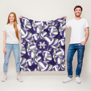 Cobertor De Velo Cor da equipe de vôlei de cinzas roxas