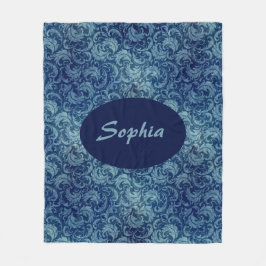 Cobertor De Velo Cor damasco Elegante Blue Vintage