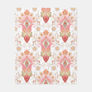 Cobertor De Velo Cor damasco floral oriental com paisley e pe