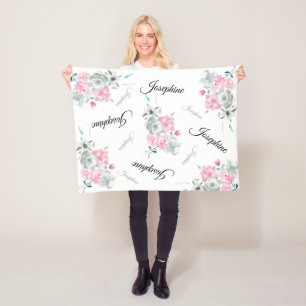 Cobertor De Velo Cor de água rosa clara Cor de água floral Nome do