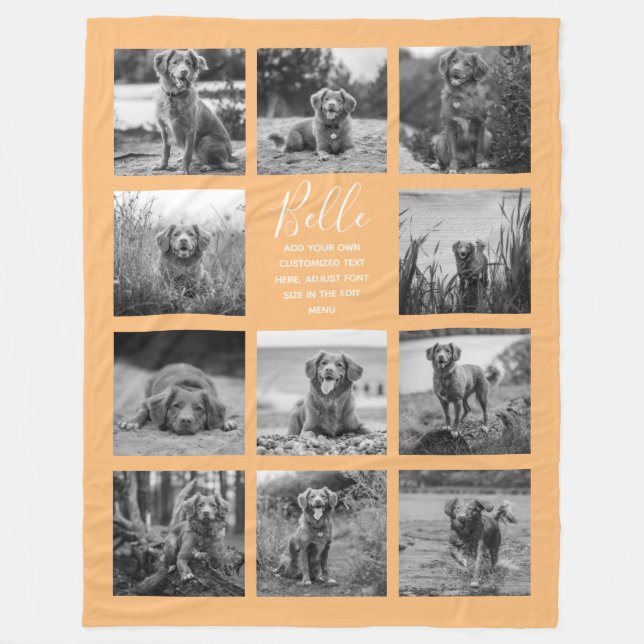 Cobertor De Velo Cor de Foto 11 Personalizada Laranja (Frente)