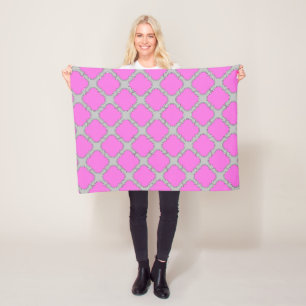 Cobertor De Velo Cor-de-rosa-quatrefoil e cinzas